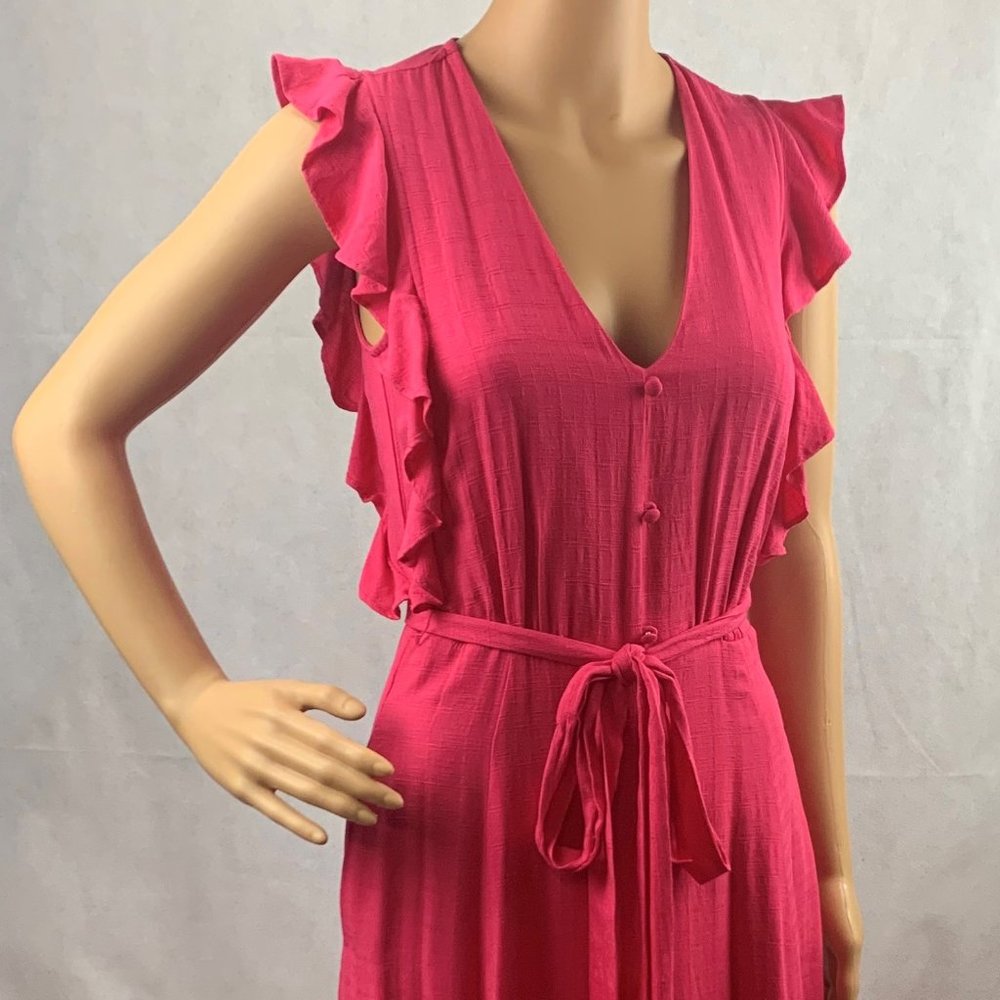Flutter Sleeve Tie Waist Midi Dress